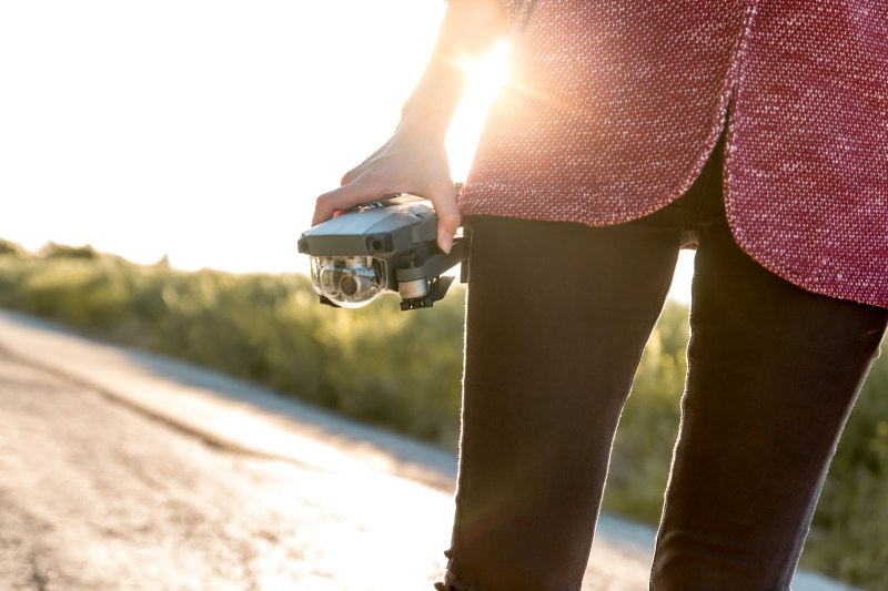 Girl using her drone for filiming videos